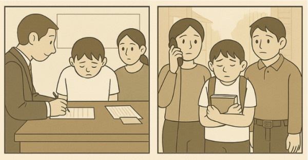 학교 특별교육과 사회봉사 처분을 받는 학생 그림