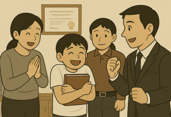 변호사와 가족들의 훈훈한 장면